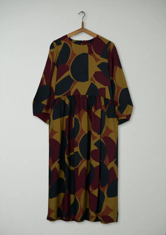 Reworn College Print Dress Size 10 (1041) | Dark Claret sold by TOAST