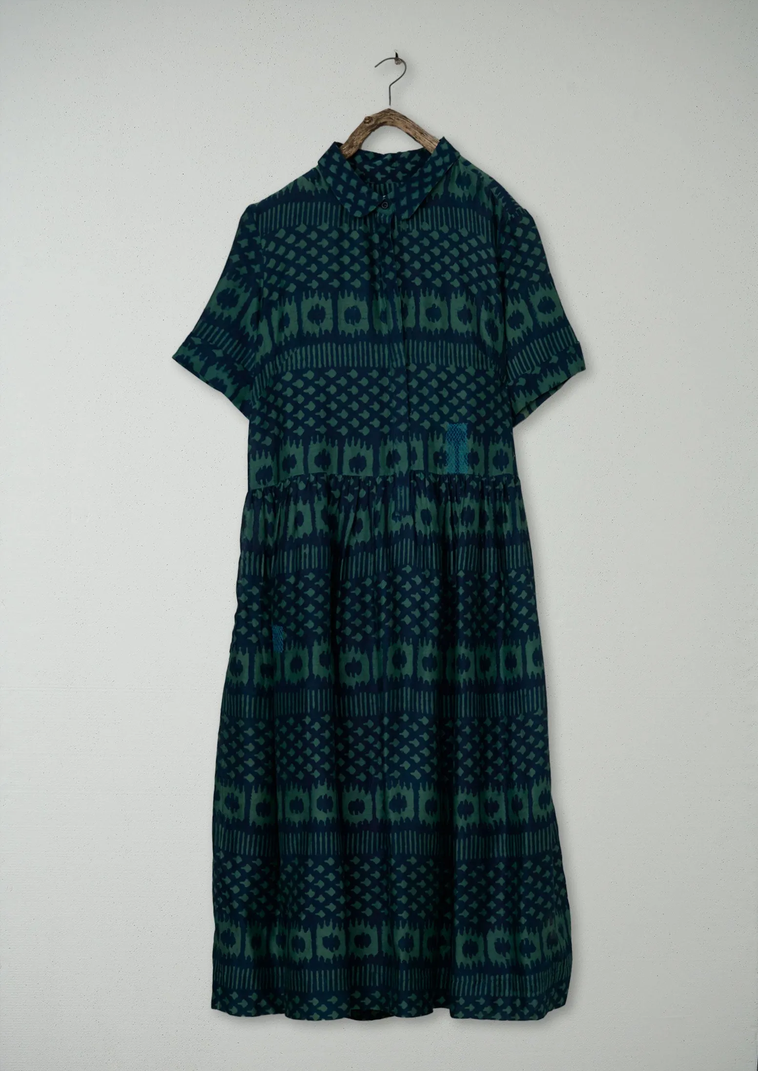 Renewed Amalfl Print Shirt Dress Size 16 (106) | Indigo/Pine sold by TOAST
