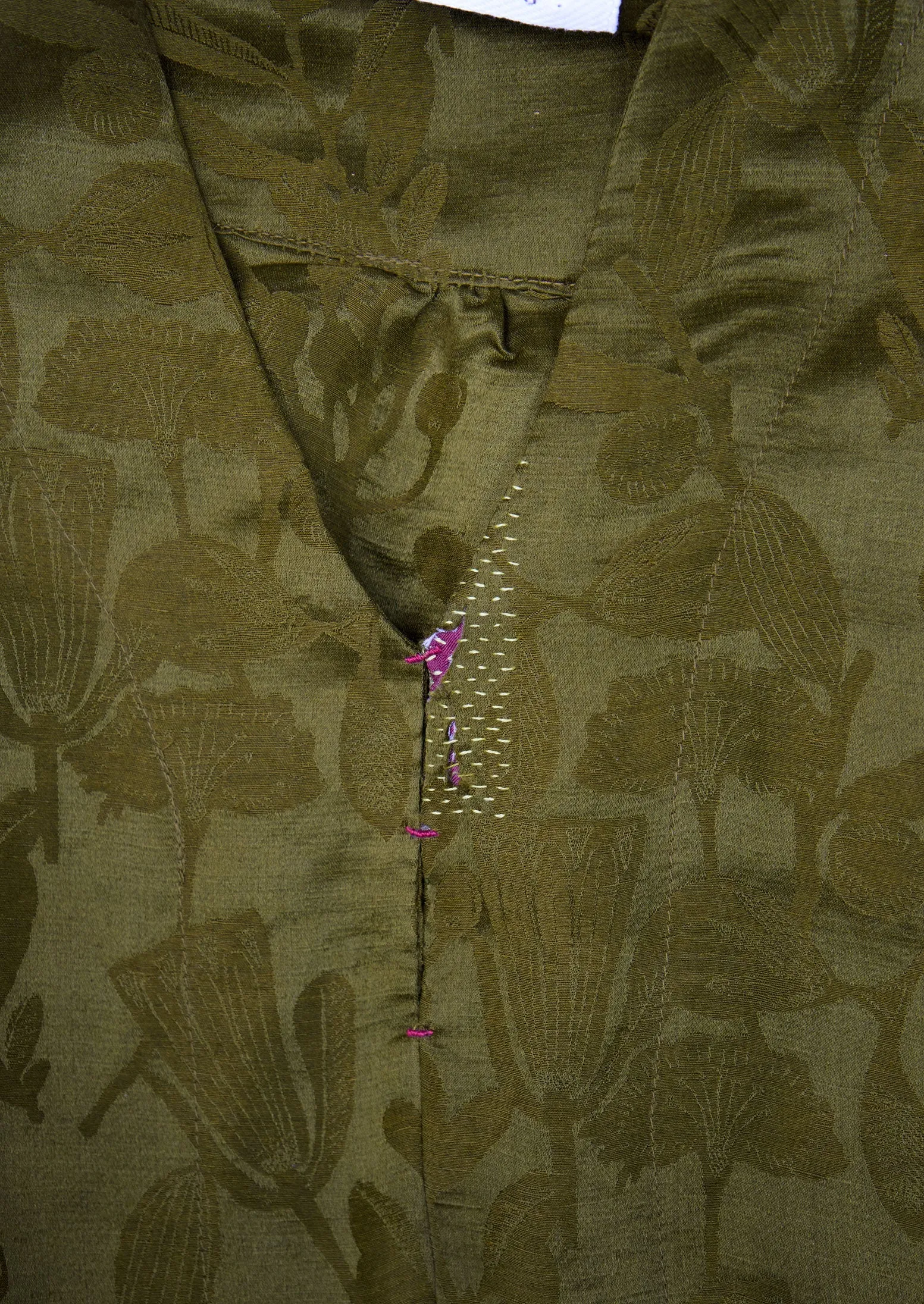 Renewed Linen Silk Jacquard Sleeveless Dress Size 6 (109) | Rich Olive sold by TOAST product image thumbnail 3