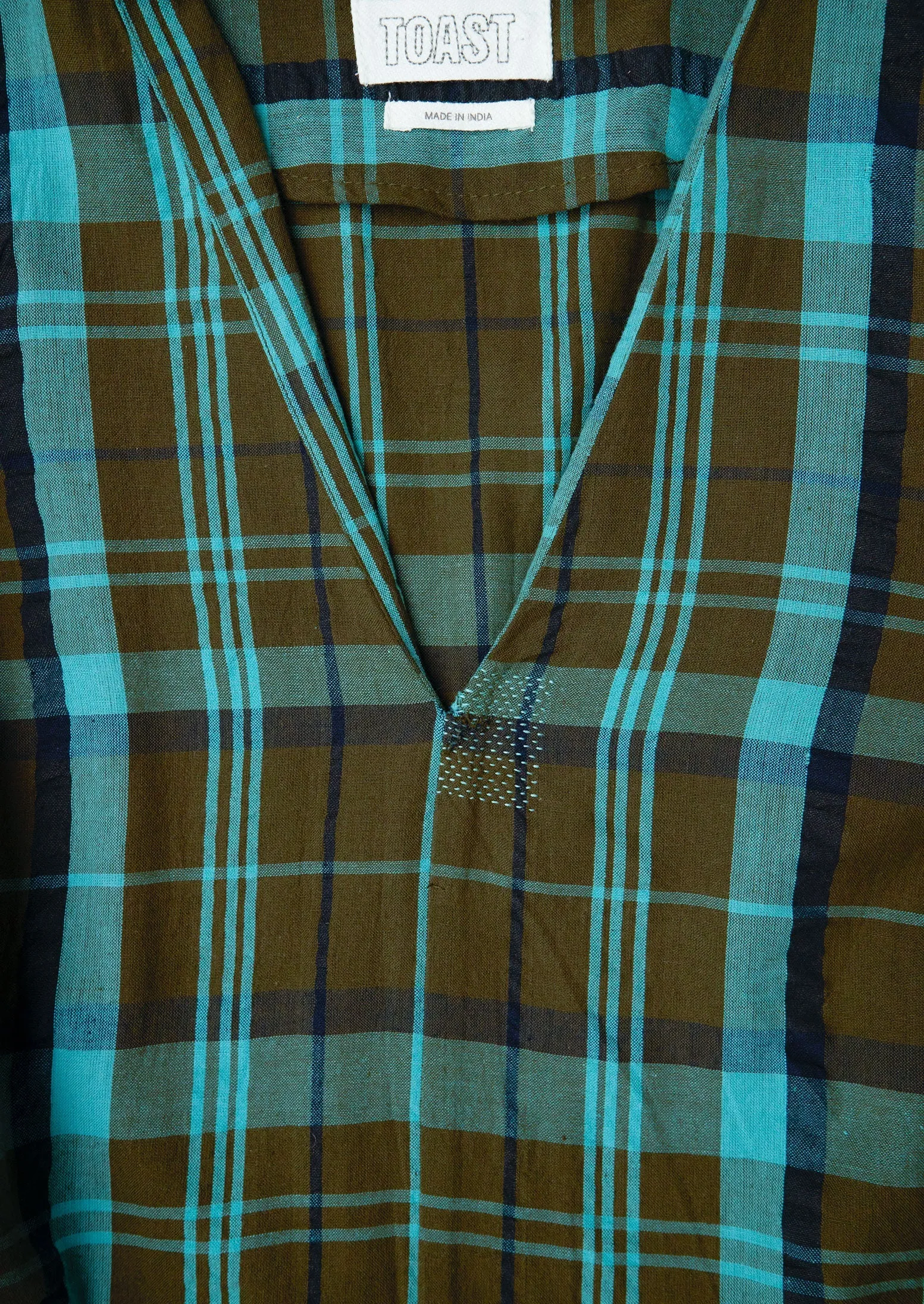 Renewed Astrid Check Seersucker Dress Size 16 (112) | Oil/Sea Green sold by TOAST product image thumbnail 3