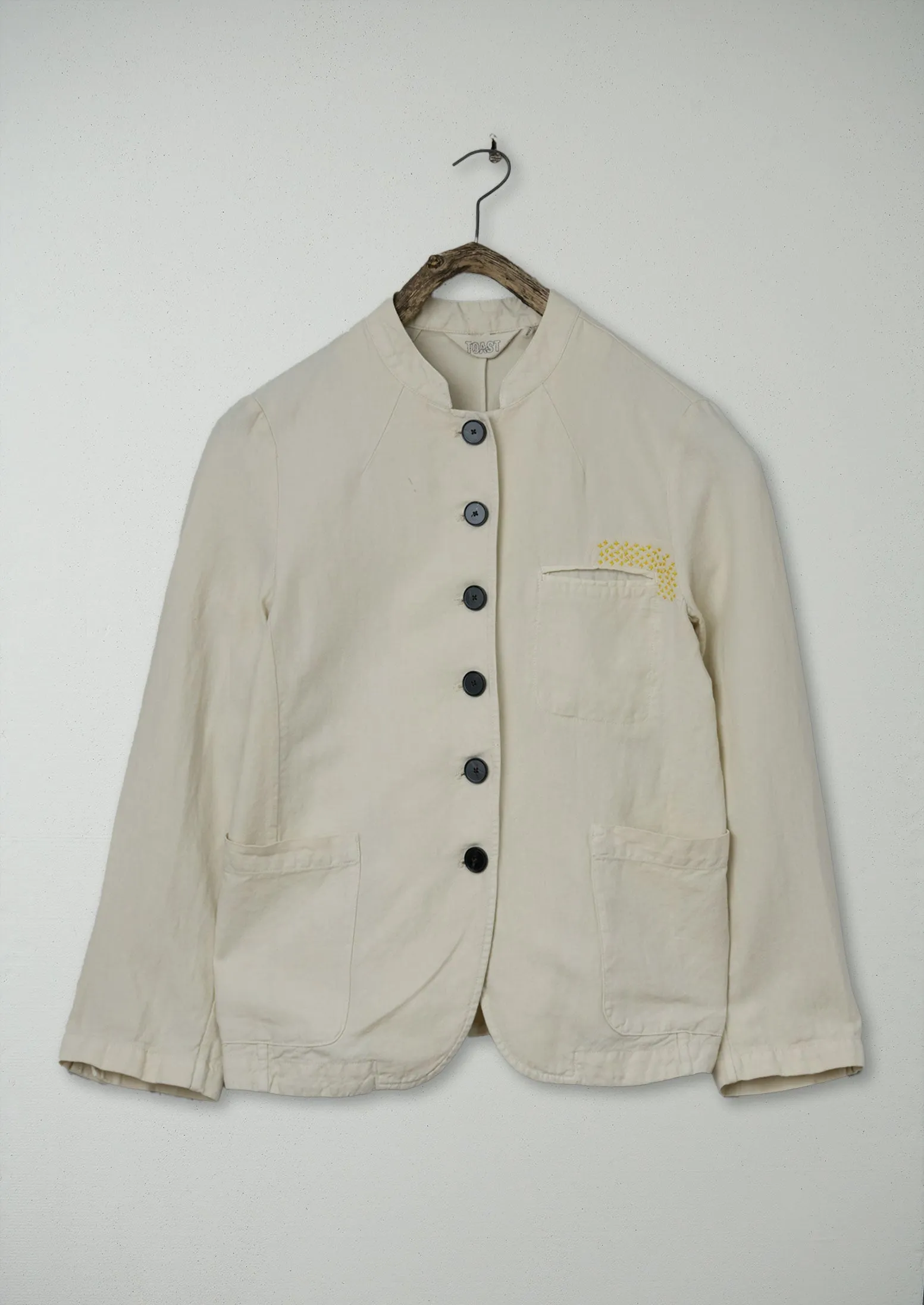 Renewed Garment Dyed Cotton Linen Neat Jacket Size 6 (09) | Parchment sold by TOAST