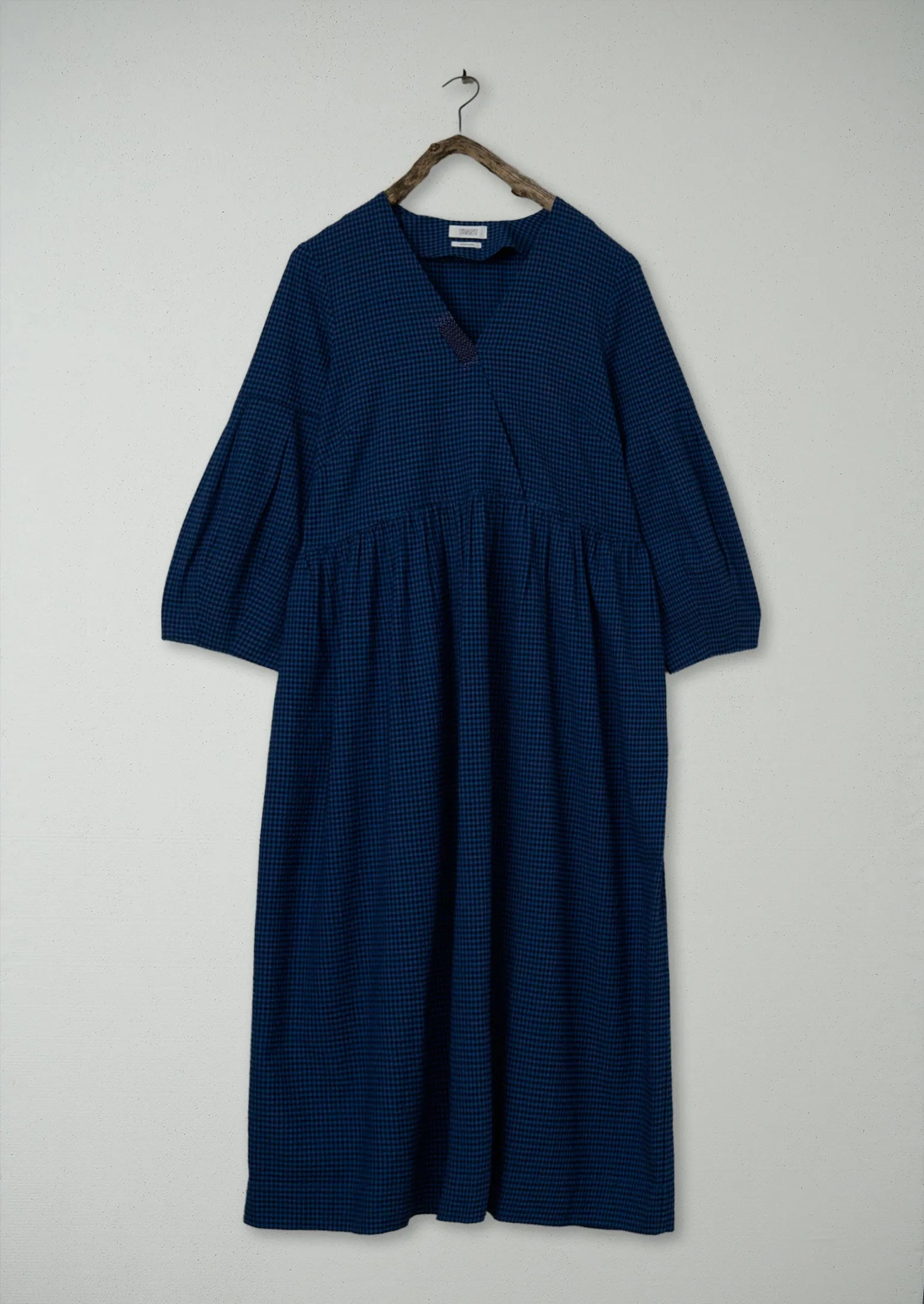 Renewed Cross Front Gingham Seersucker Dress Size 14 (113) | Navy sold by TOAST