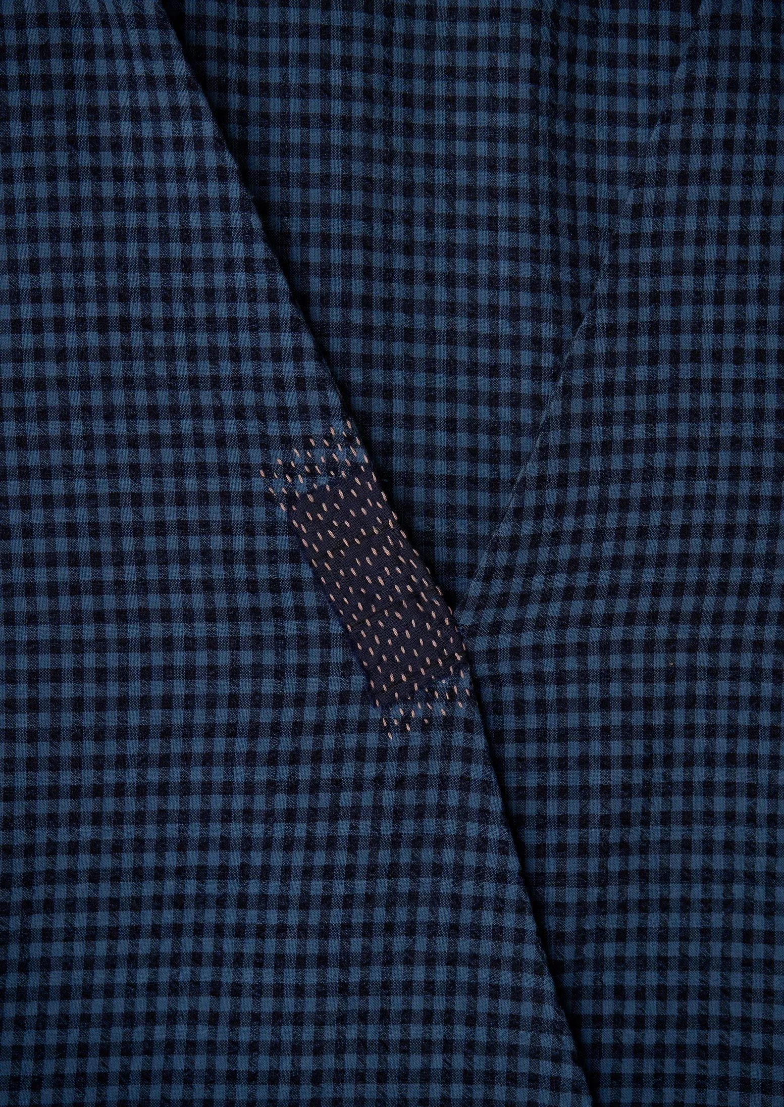 Renewed Cross Front Gingham Seersucker Dress Size 14 (113) | Navy sold by TOAST product image thumbnail 3