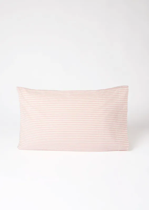 Organic Cotton Ticking Stripe Housewife Pillowcase | Ecru/Rose sold by TOAST