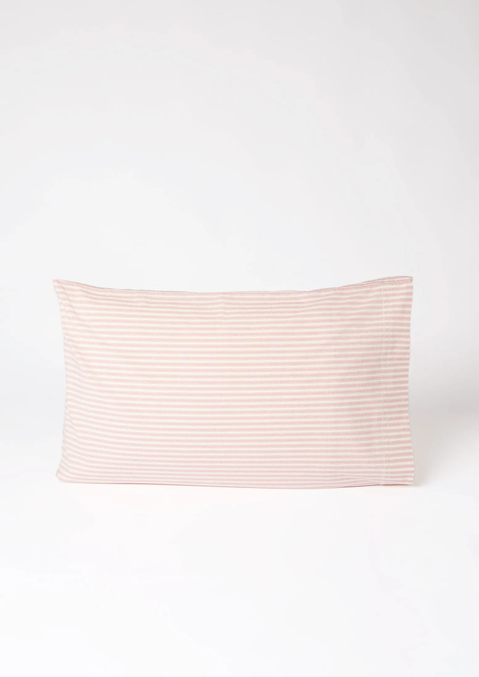 Organic Cotton Ticking Stripe Housewife Pillowcase | Ecru/Rose sold by TOAST