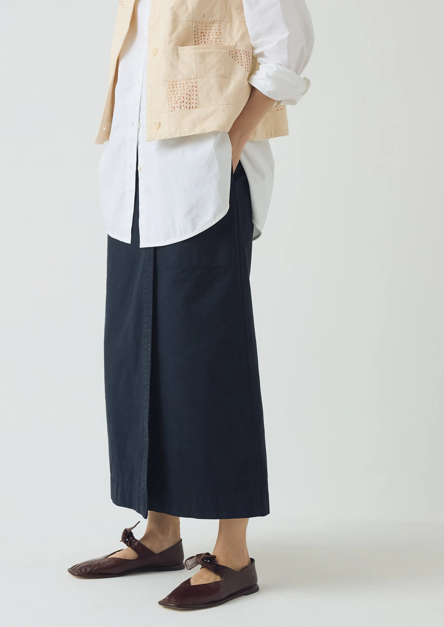 Cotton Wrap Straight Skirt | Slate Blue sold by TOAST product image thumbnail 2