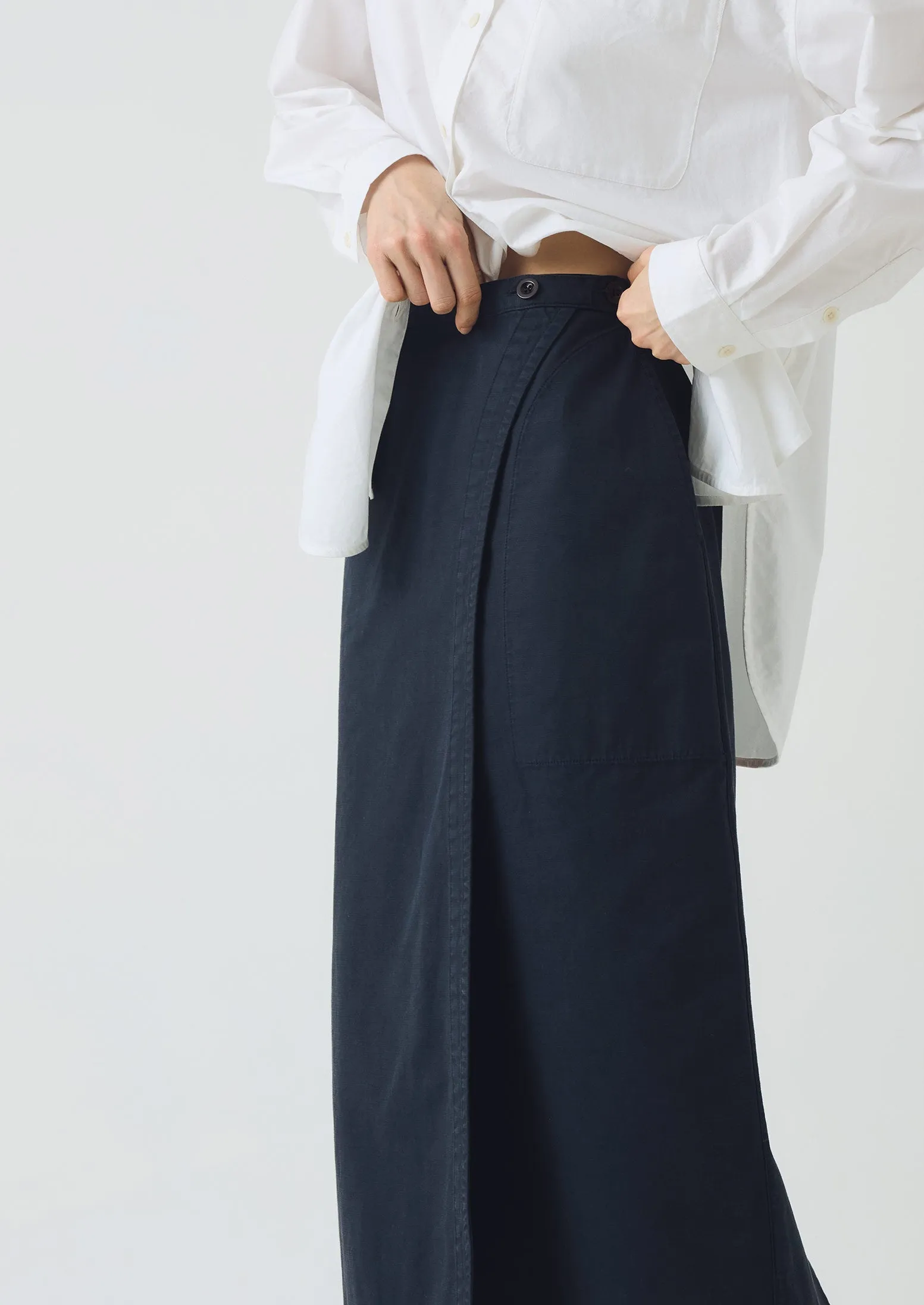 Cotton Wrap Straight Skirt | Slate Blue sold by TOAST product image thumbnail 3