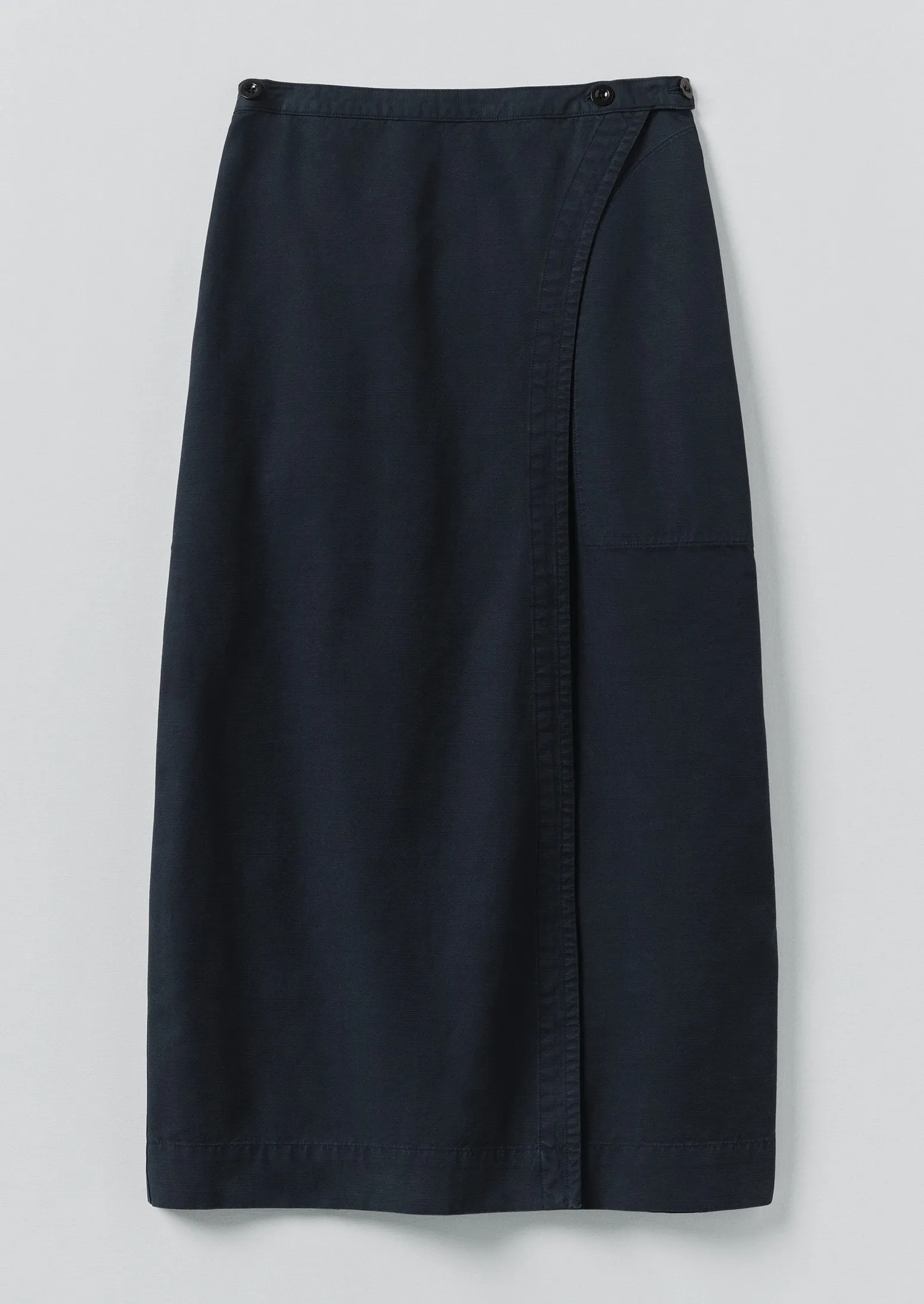 Cotton Wrap Straight Skirt | Slate Blue sold by TOAST