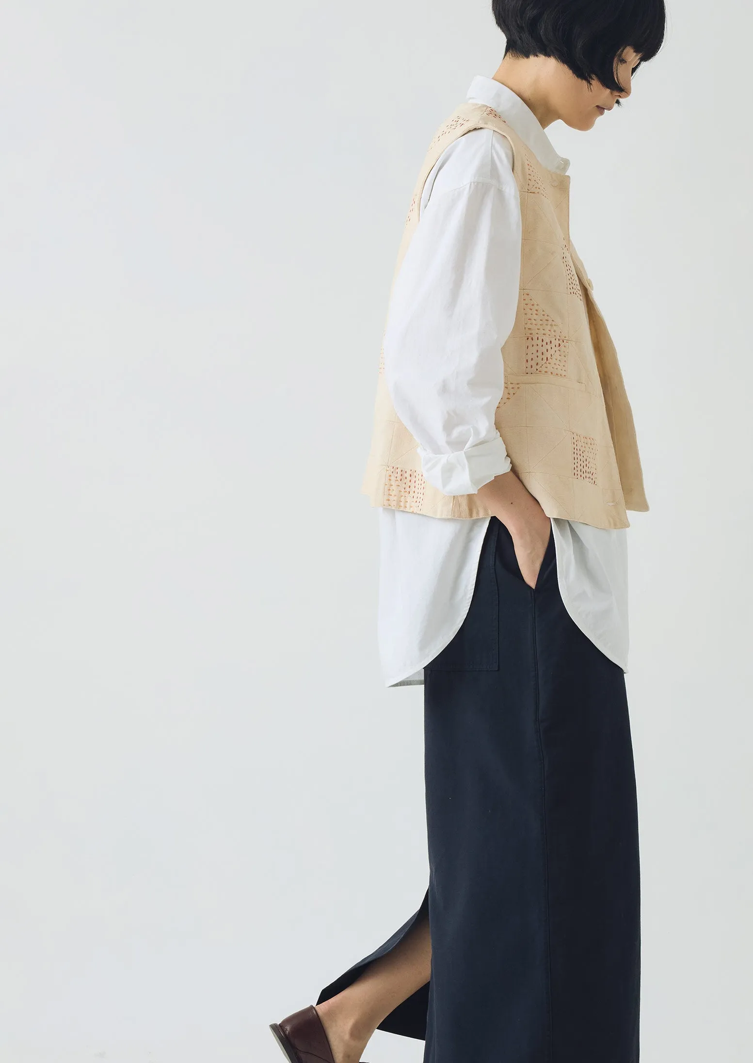 Cotton Wrap Straight Skirt | Slate Blue sold by TOAST product image thumbnail 5