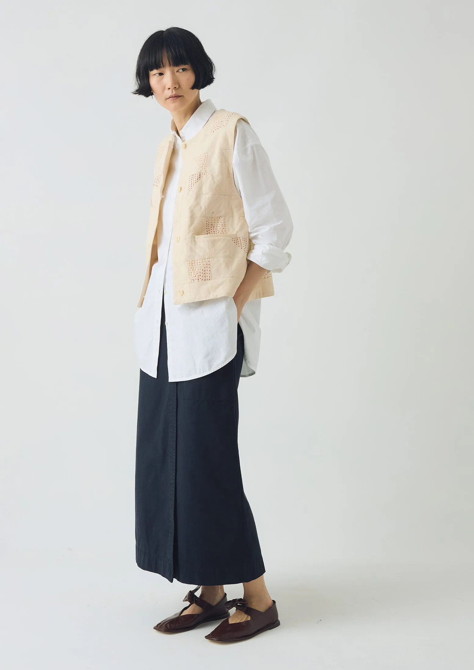Cotton Wrap Straight Skirt | Slate Blue sold by TOAST product image thumbnail 4