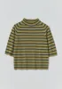 Stripe Wool Cashmere Half Sleeve Sweater | Green Multi sold by TOAST