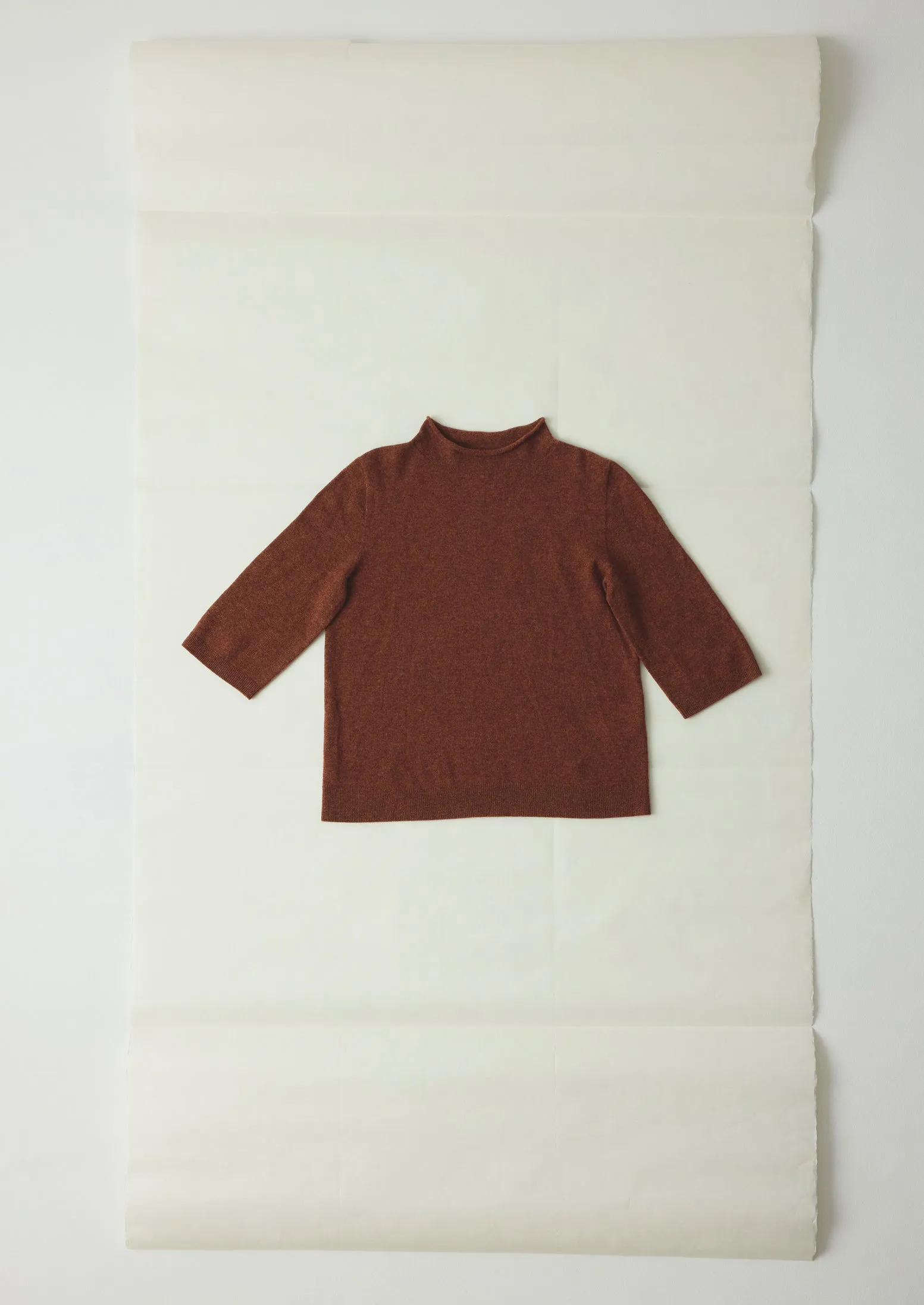 Fine Wool Cashmere Half Sleeve Sweater | Pecan sold by TOAST