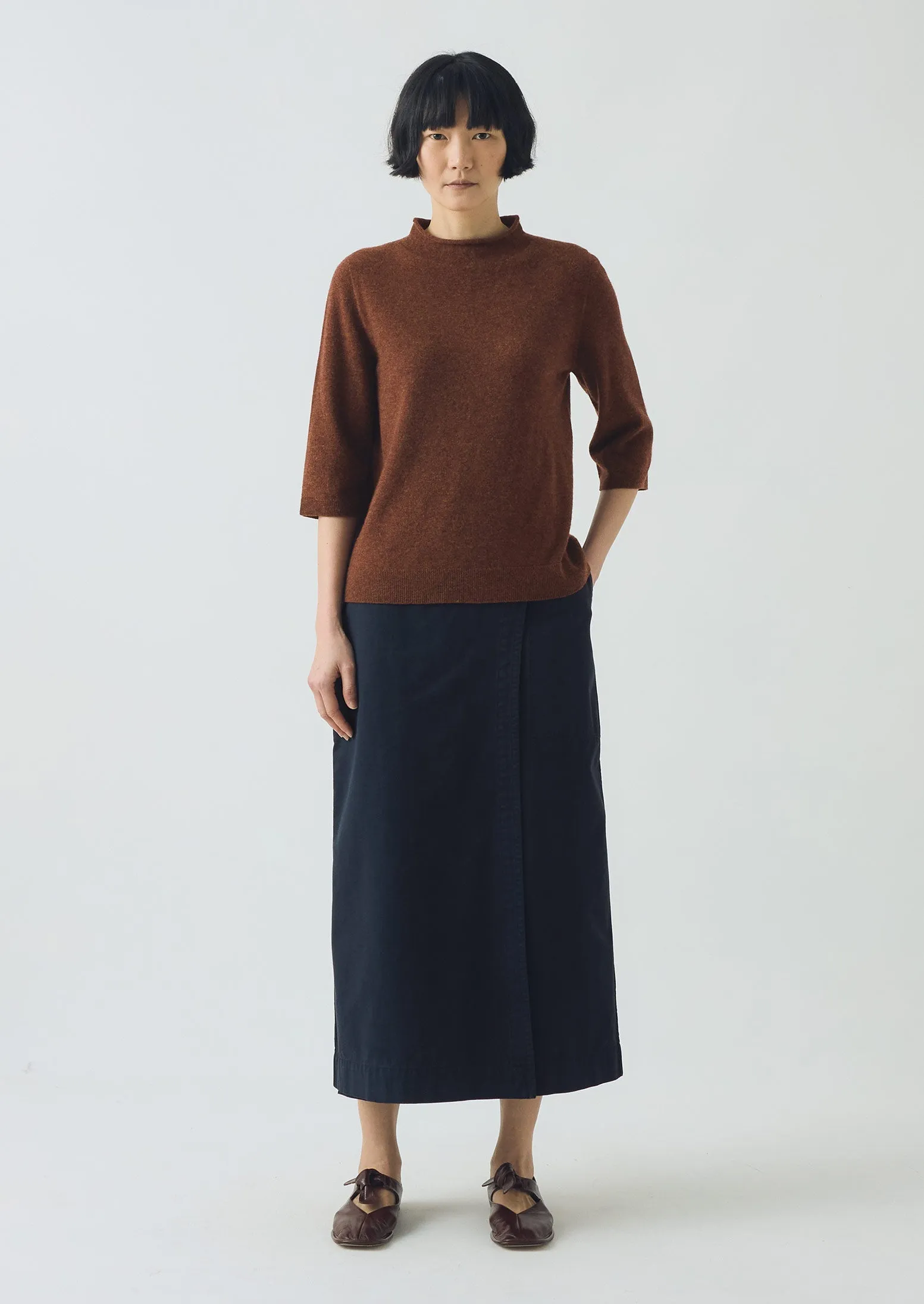 Fine Wool Cashmere Half Sleeve Sweater | Pecan sold by TOAST product image thumbnail 2