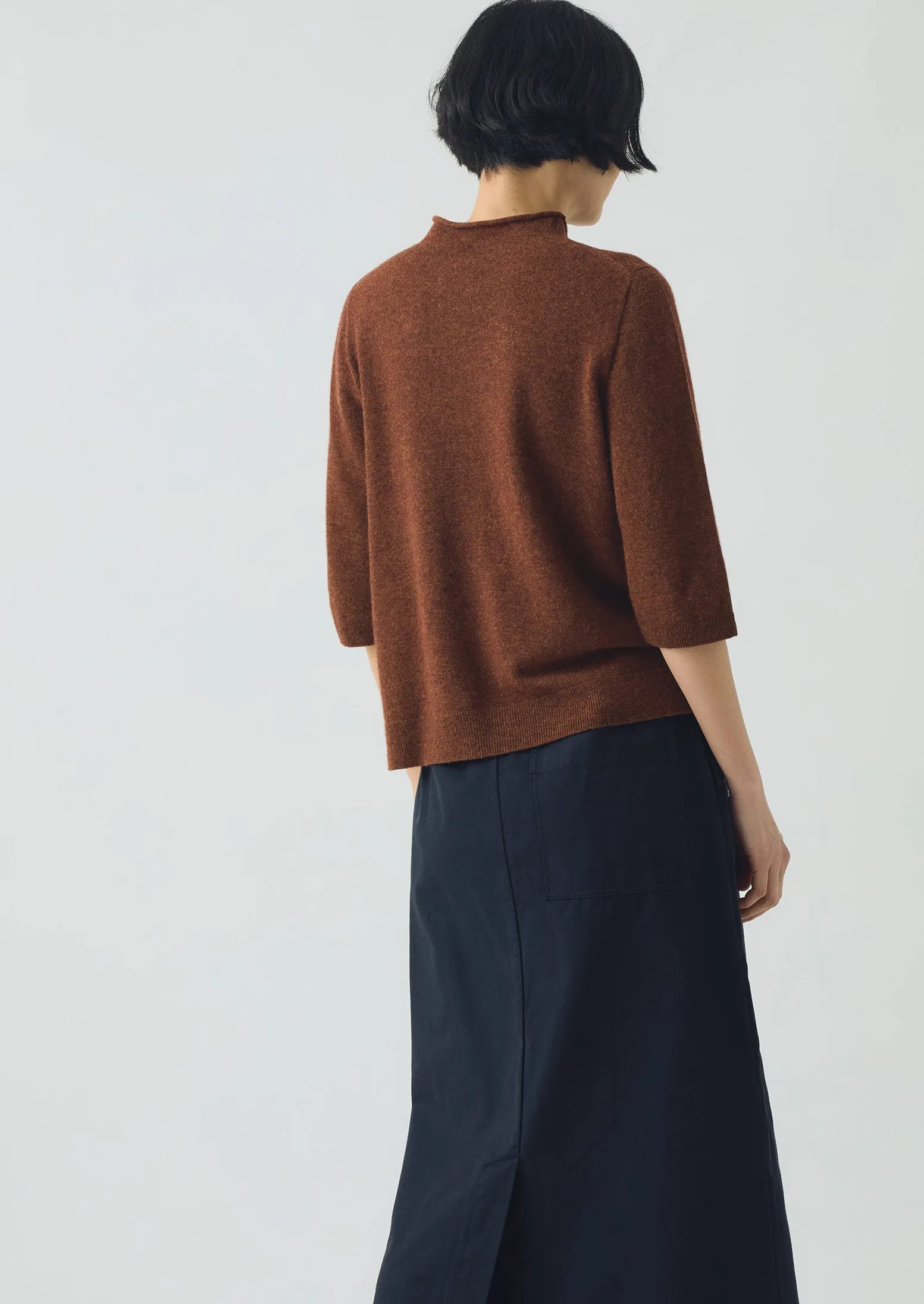 Fine Wool Cashmere Half Sleeve Sweater | Pecan sold by TOAST product image thumbnail 3