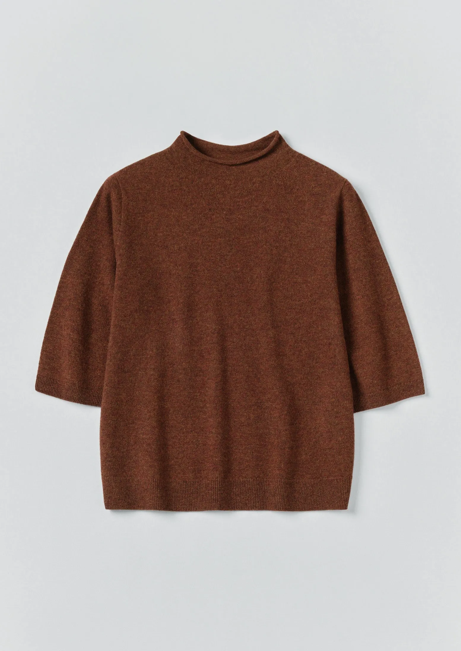 Fine Wool Cashmere Half Sleeve Sweater | Pecan sold by TOAST product image thumbnail 5