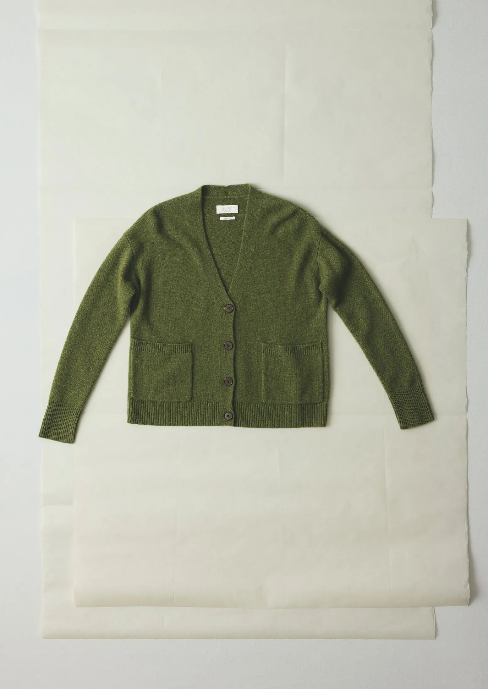 Ffion Wool Cashmere Boxy Cardigan | Lawn Green sold by TOAST