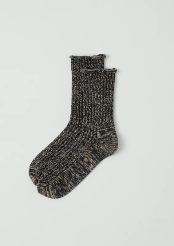 Cotton Marl Rib Socks | Charcoal sold by TOAST