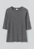 Half Sleeve Stripe Cotton Tee | Dark Navy/Ecru sold by TOAST