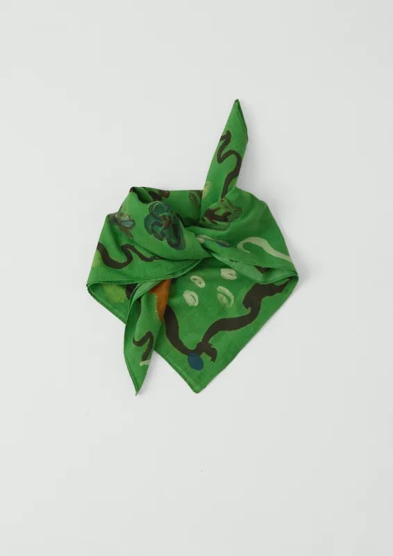 Archivist Floral Print Cotton Bandana | Grass Green sold by TOAST