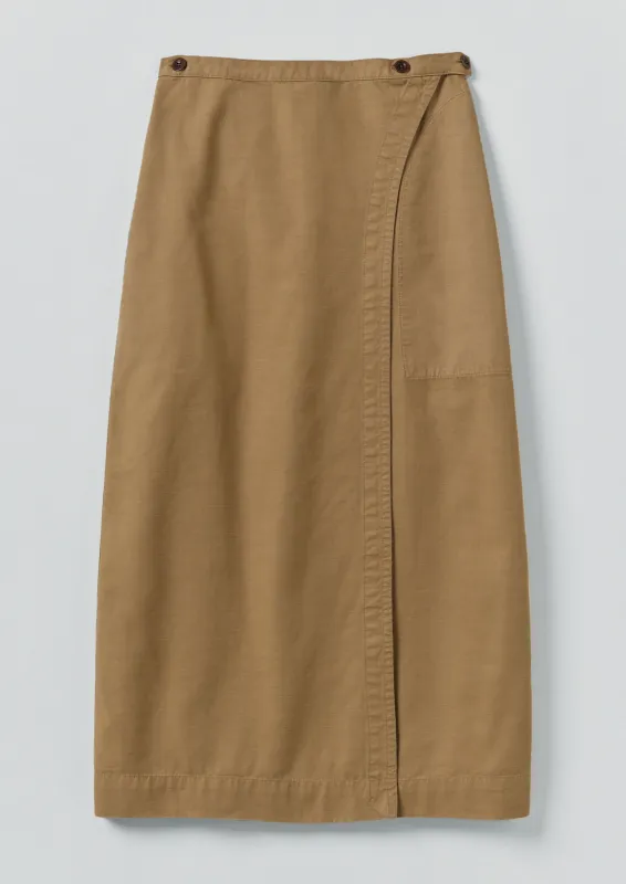 Cotton Wrap Straight Skirt | Warm Sand sold by TOAST