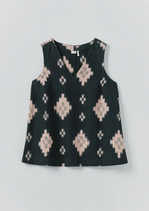 Fugue Ikat V-Neck Tank | Midnight/Sand sold by TOAST