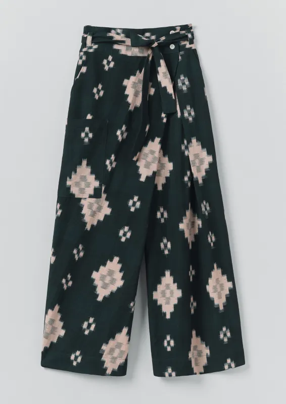 Fugue Ikat Wrap Trousers | Midnight/Sand sold by TOAST