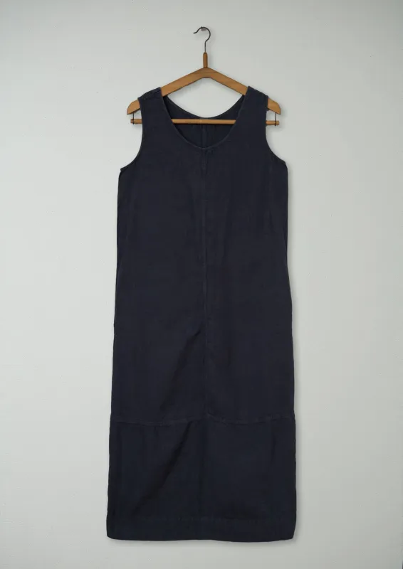 Reworn Linen U-Neck Dress Size XS (925) | Charcoal sold by TOAST