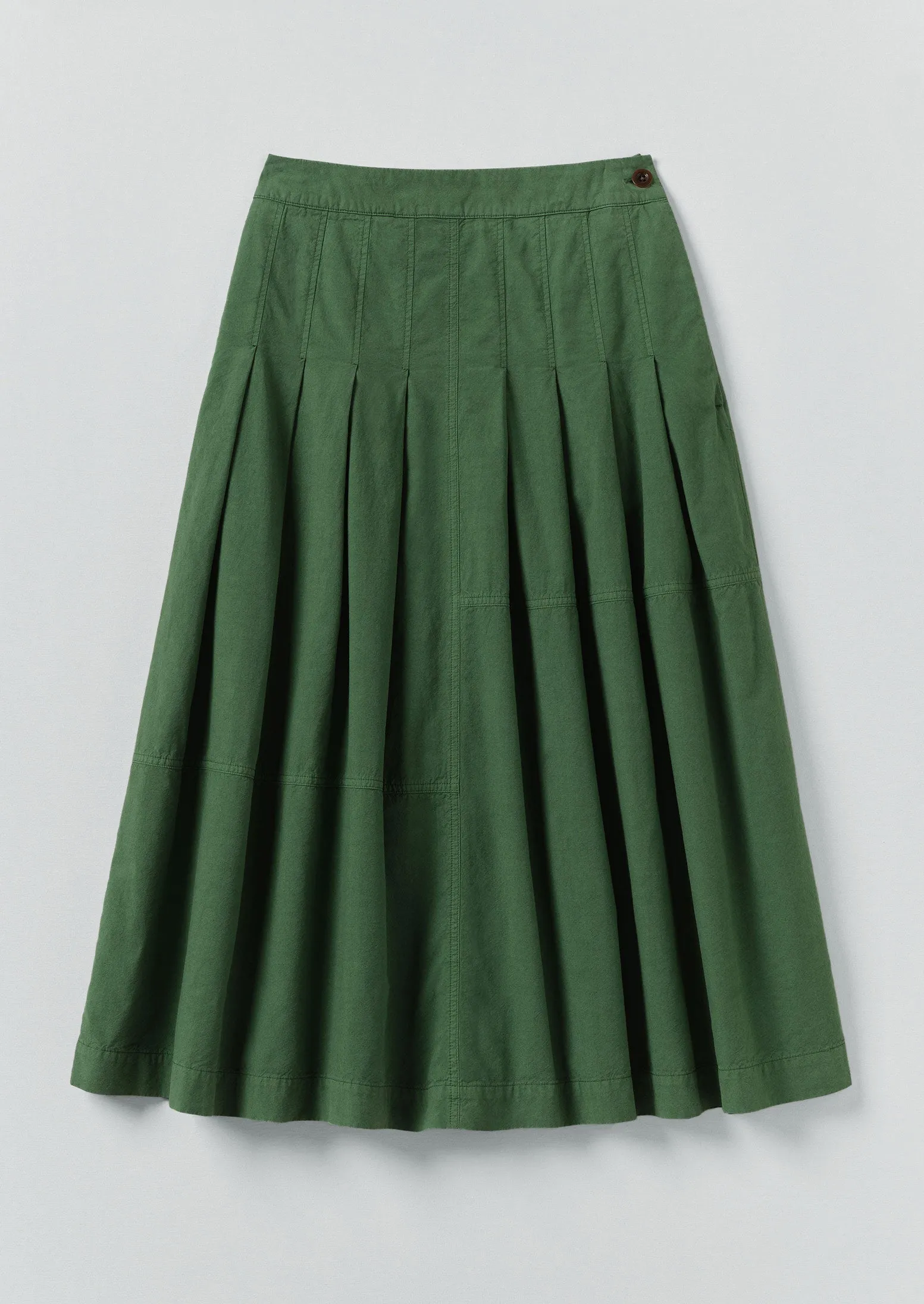 Panelled Cotton Linen Poplin Skirt | Forest Green sold by TOAST