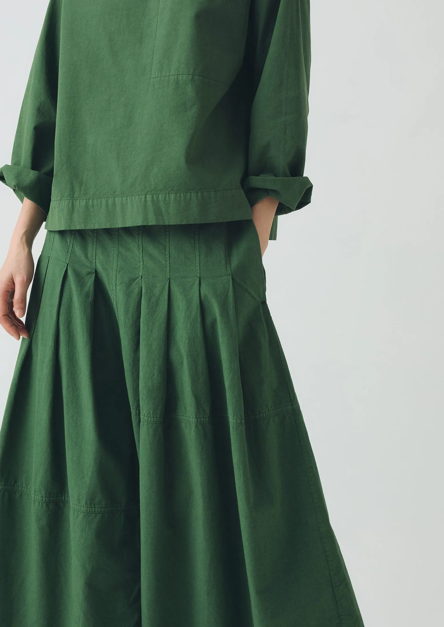Panelled Cotton Linen Poplin Skirt | Forest Green sold by TOAST product image thumbnail 3