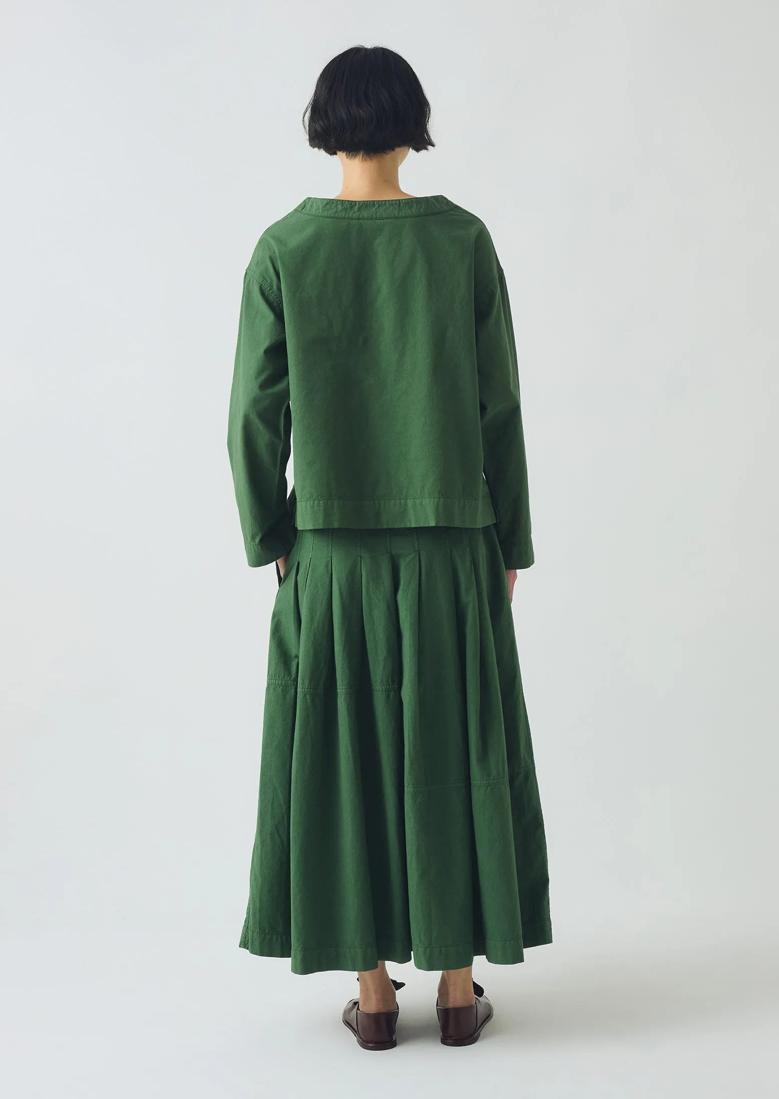 Panelled Cotton Linen Poplin Skirt | Forest Green sold by TOAST product image thumbnail 5
