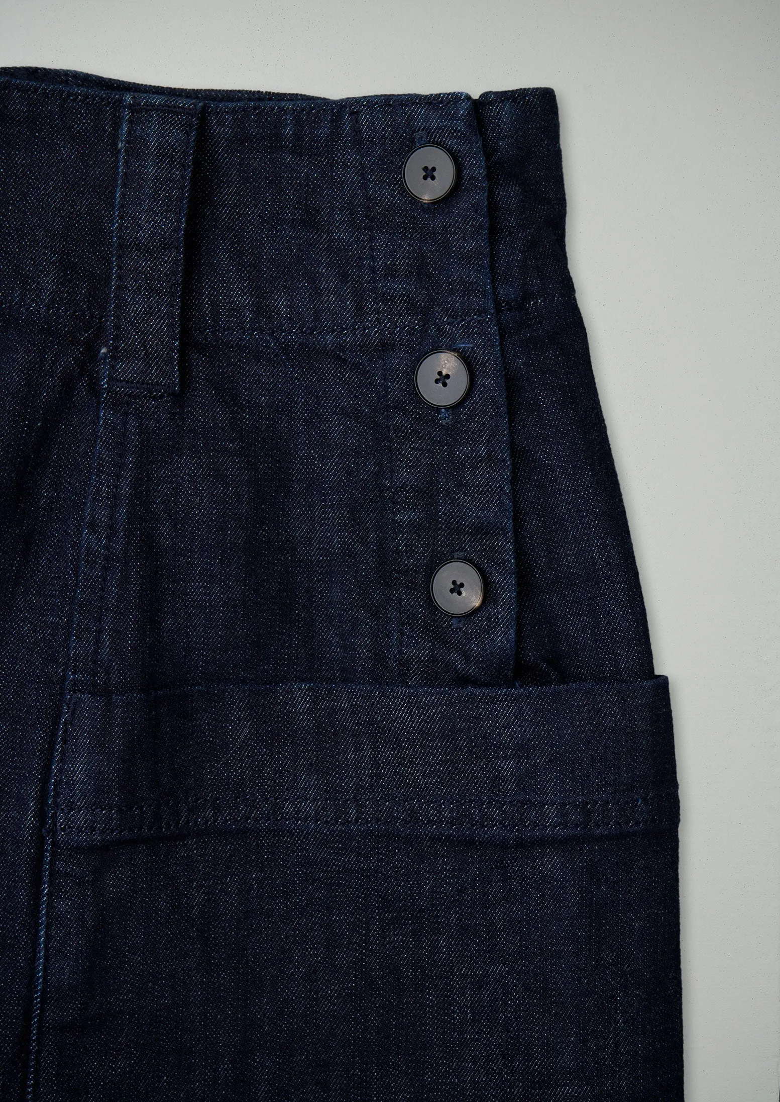 Reworn Side Button Skirt Size 14 (179) | Indigo sold by TOAST product image thumbnail 2