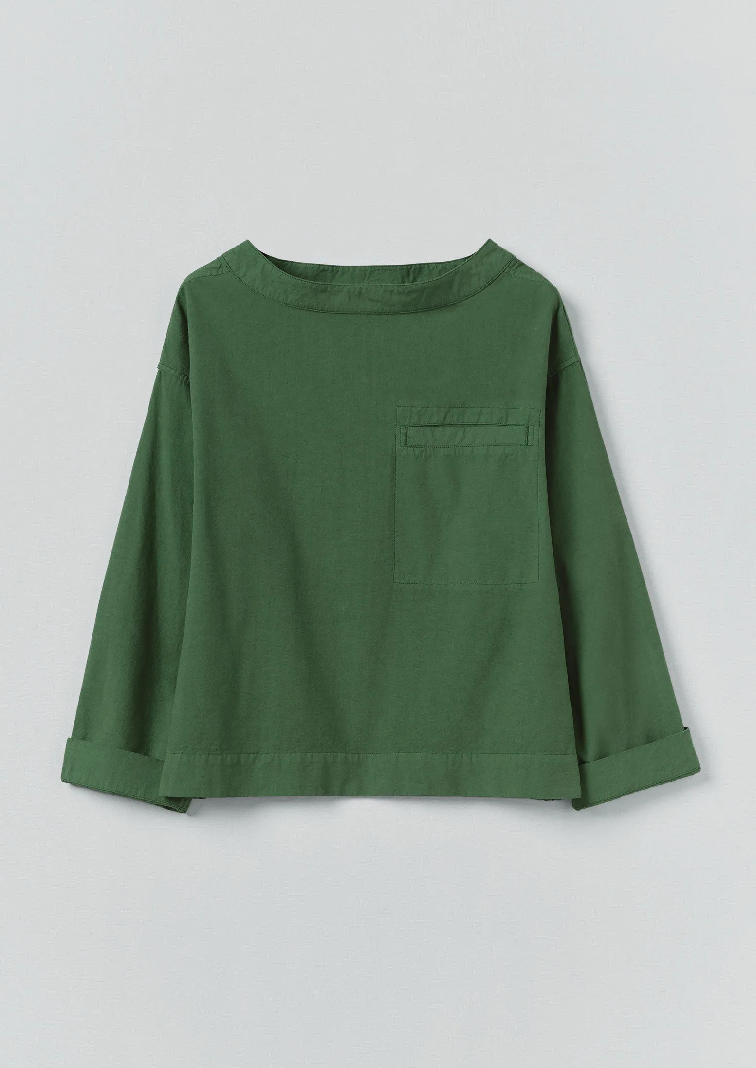 Cotton Linen Poplin Smock Top | Forest Green sold by TOAST