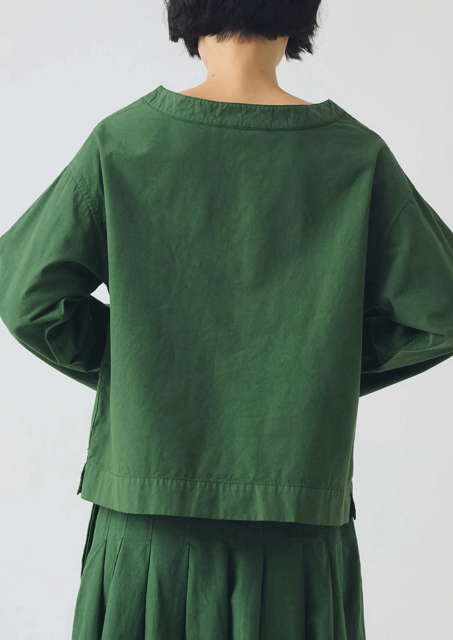 Cotton Linen Poplin Smock Top | Forest Green sold by TOAST product image thumbnail 3