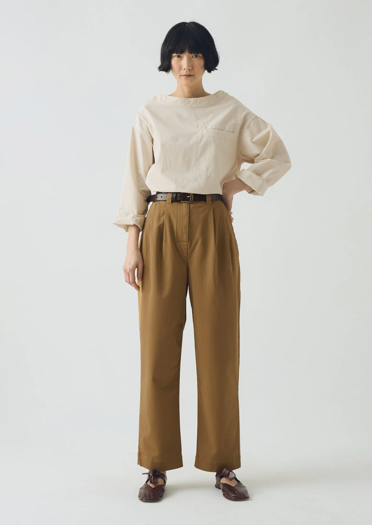 Cotton Pleat Front Trousers | Warm Sand sold by TOAST product image thumbnail 2