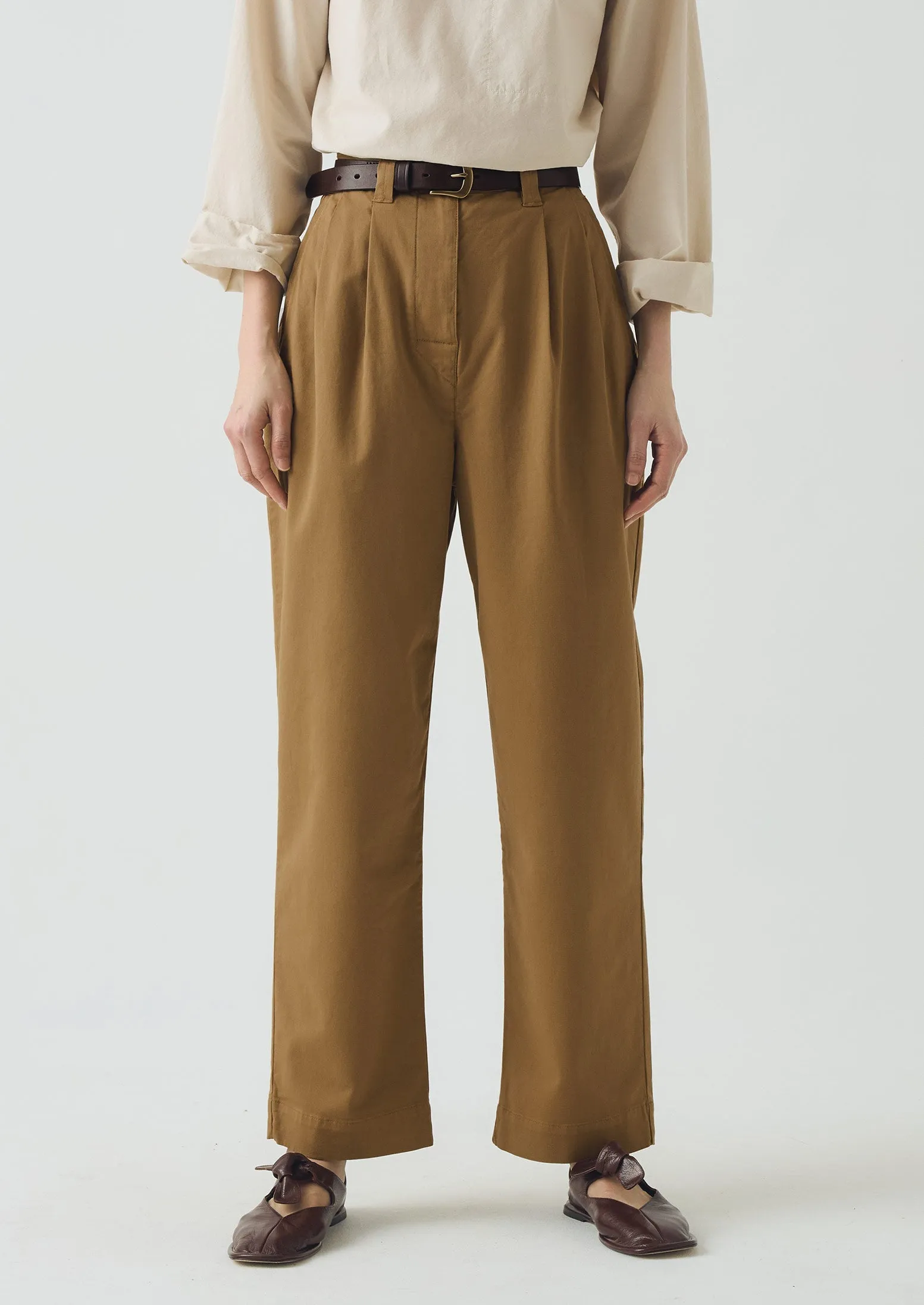 Cotton Pleat Front Trousers | Warm Sand sold by TOAST product image thumbnail 3