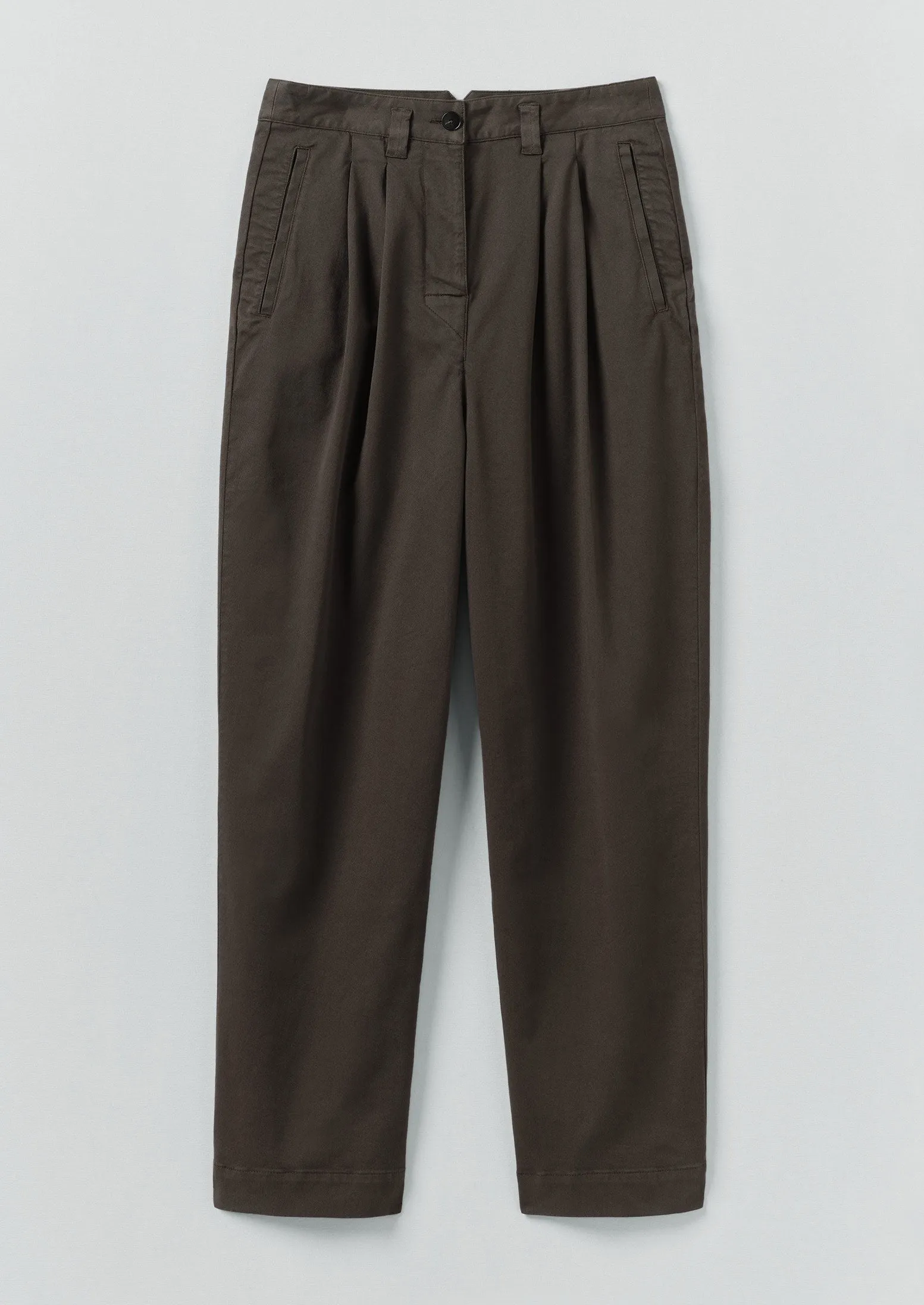 Cotton Pleat Front Trousers | Mocha Brown sold by TOAST