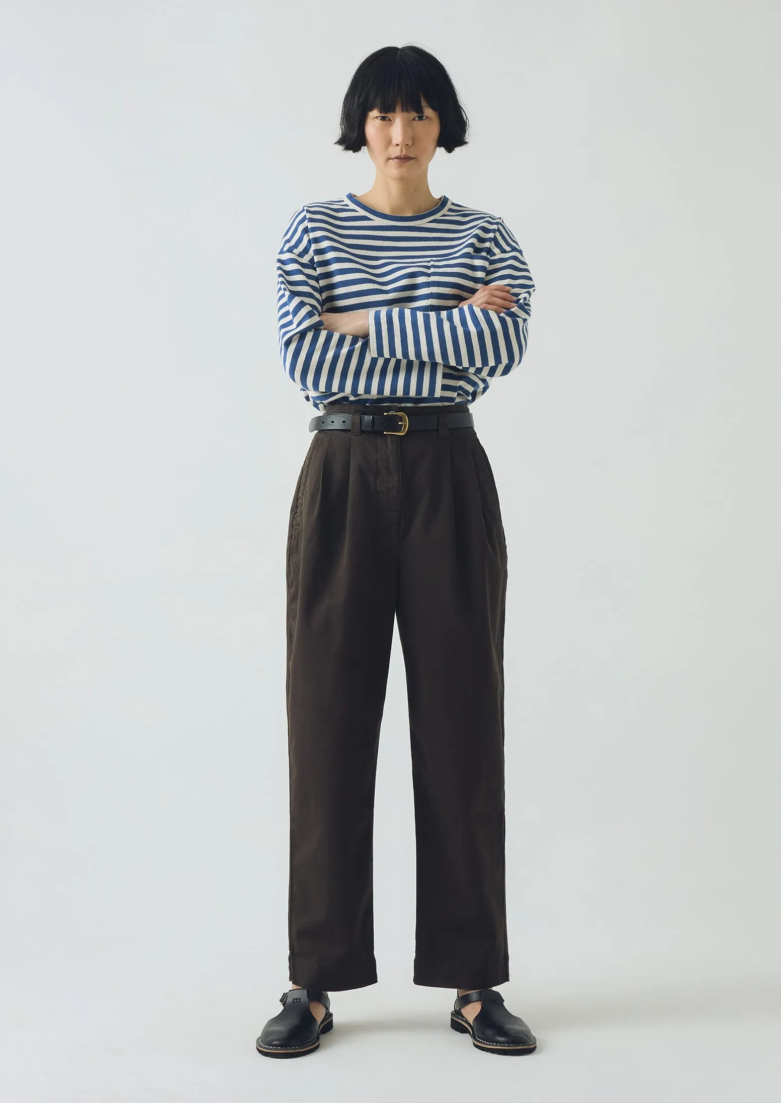 Cotton Pleat Front Trousers | Mocha Brown sold by TOAST product image thumbnail 3