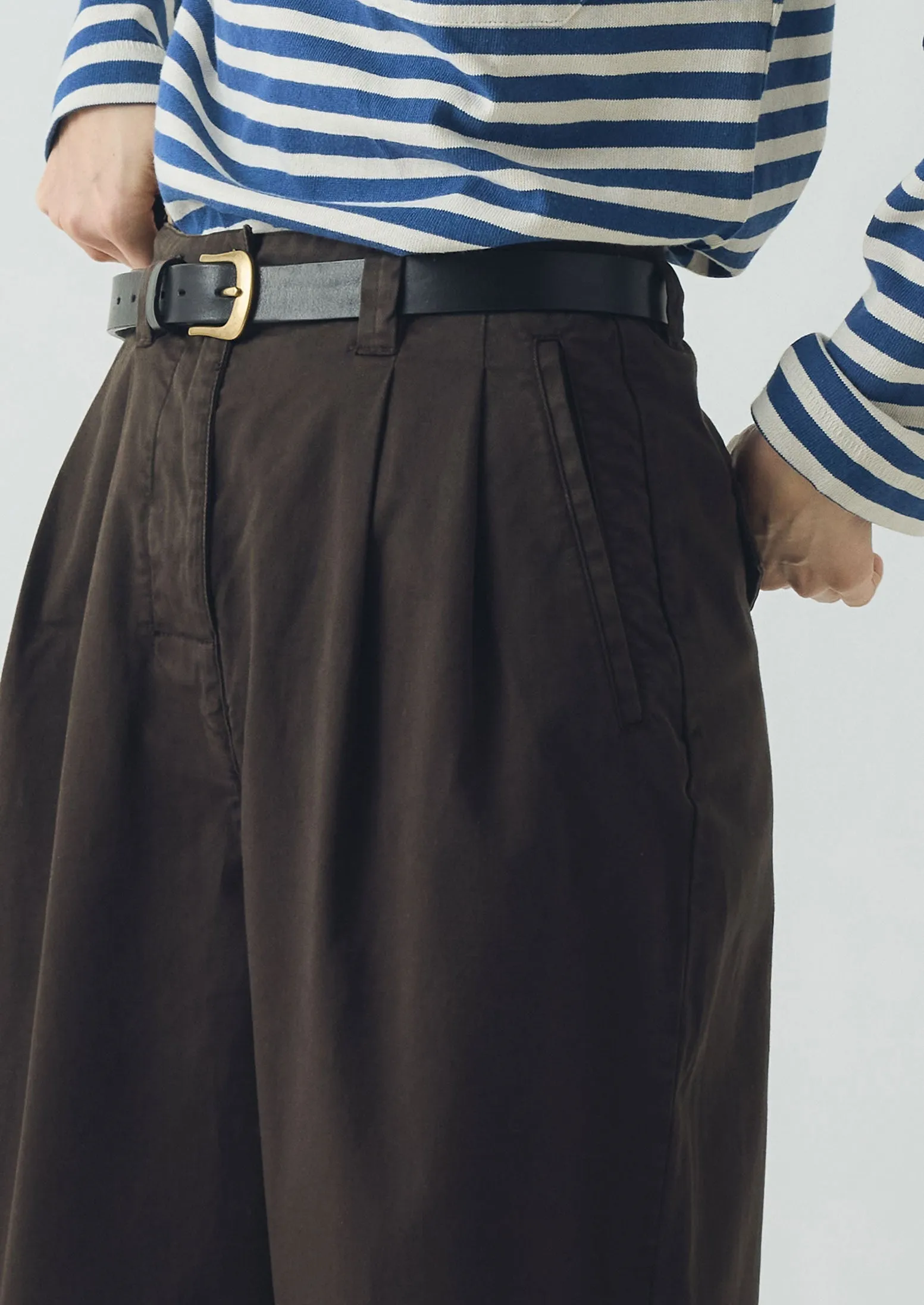 Cotton Pleat Front Trousers | Mocha Brown sold by TOAST product image thumbnail 2
