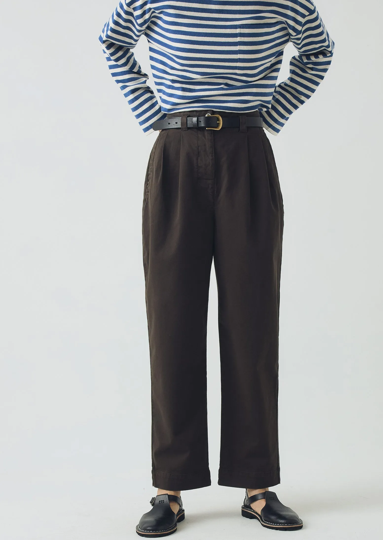 Cotton Pleat Front Trousers | Mocha Brown sold by TOAST product image thumbnail 4