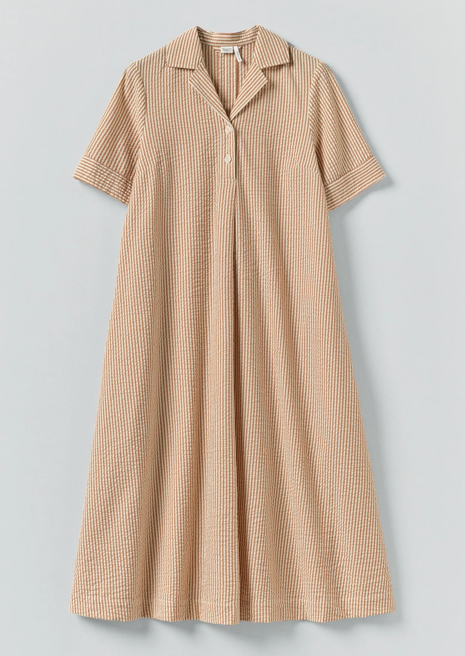 Stripe Cotton Seersucker Swing Dress | Terracotta/Ecru sold by TOAST