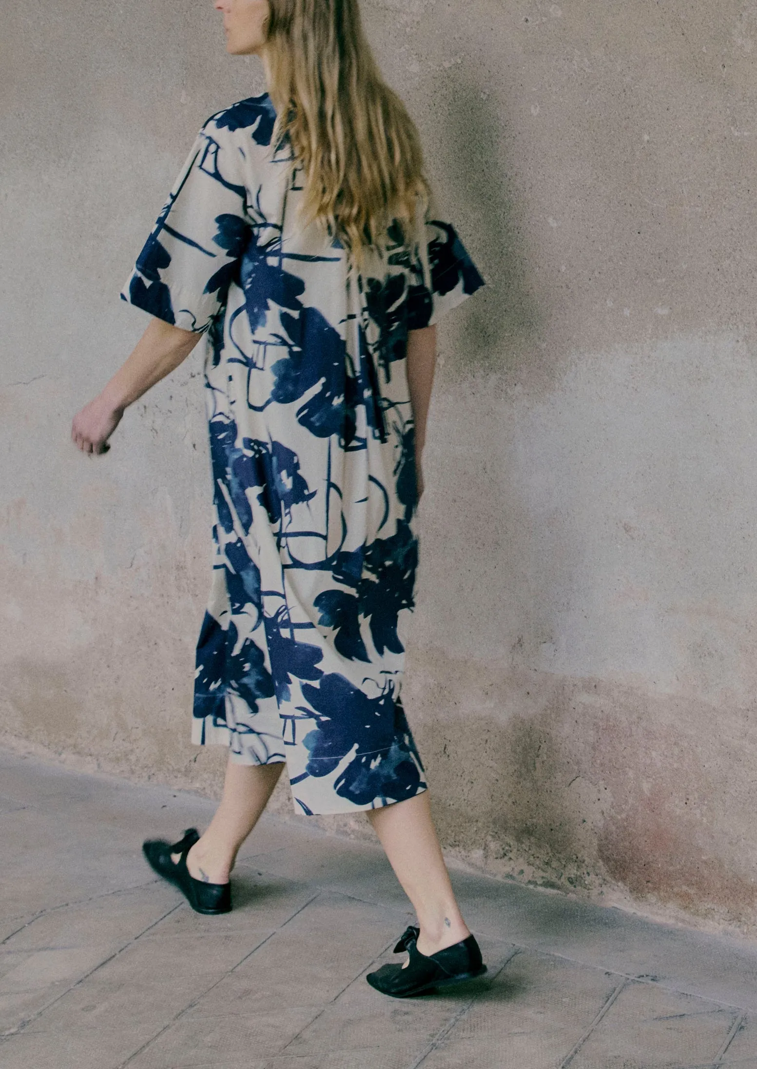 Pen And Ink Print Cotton Poplin Dress | Ink Blue sold by TOAST product image thumbnail 2