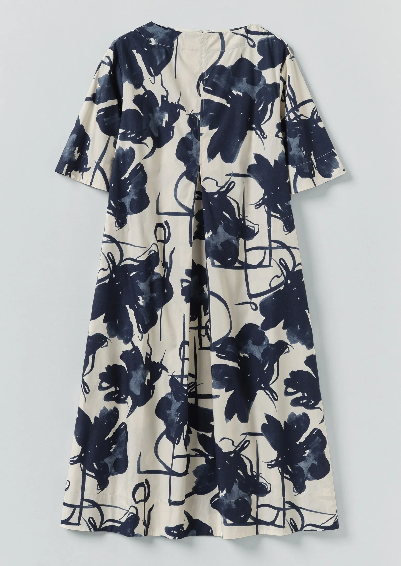 Pen And Ink Print Cotton Poplin Dress | Ink Blue sold by TOAST