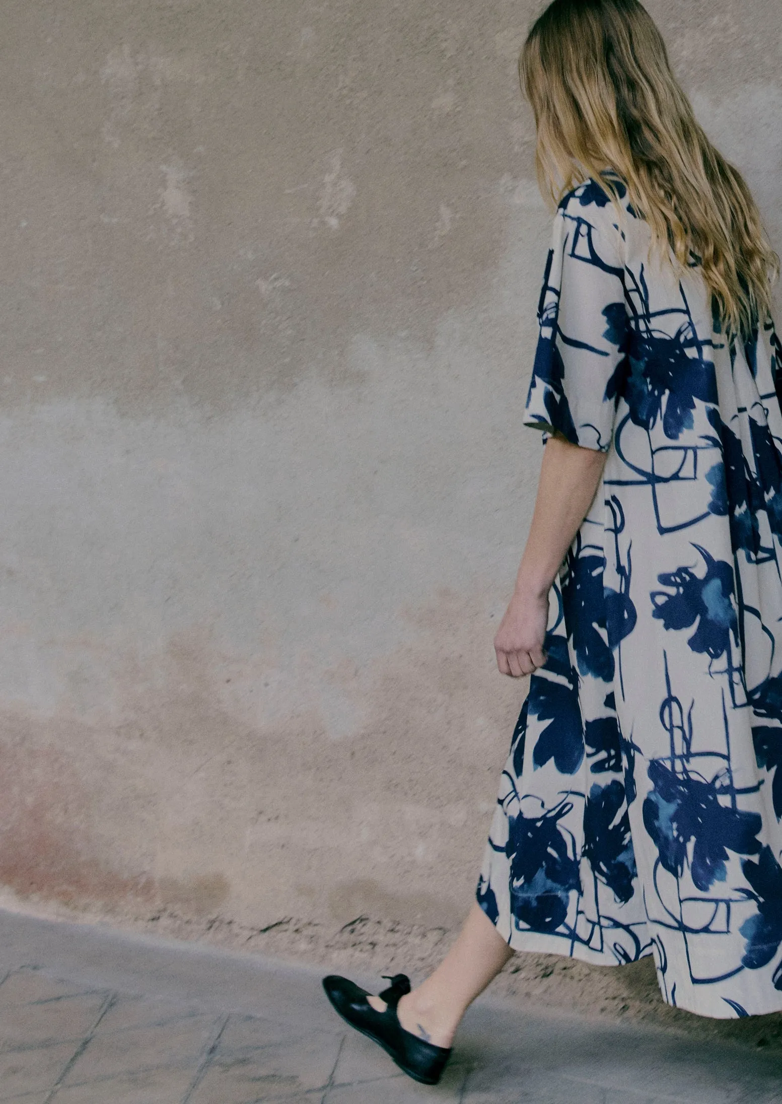 Pen And Ink Print Cotton Poplin Dress | Ink Blue sold by TOAST product image thumbnail 5