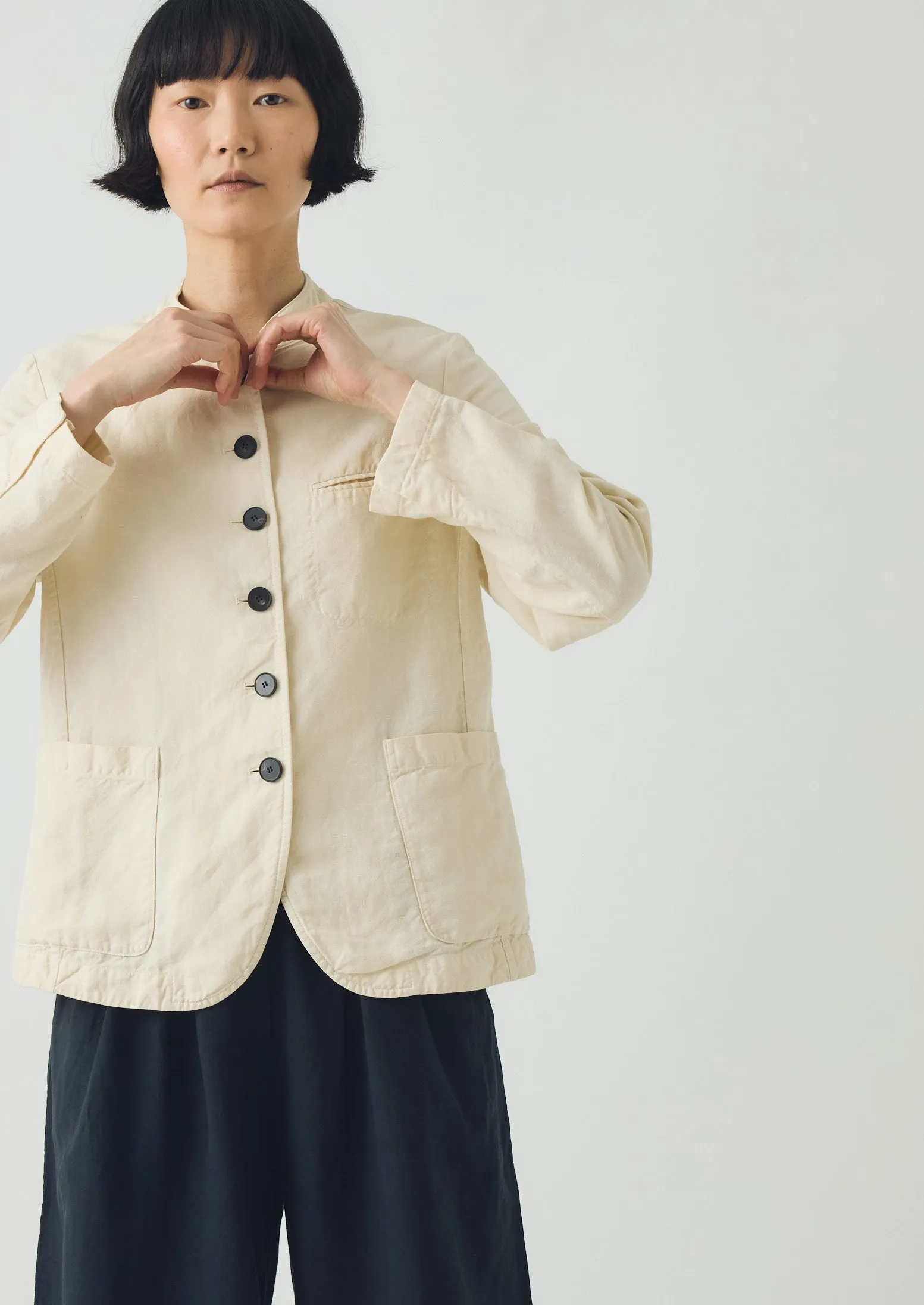 Cotton Linen Neat Jacket | Parchment sold by TOAST product image thumbnail 2