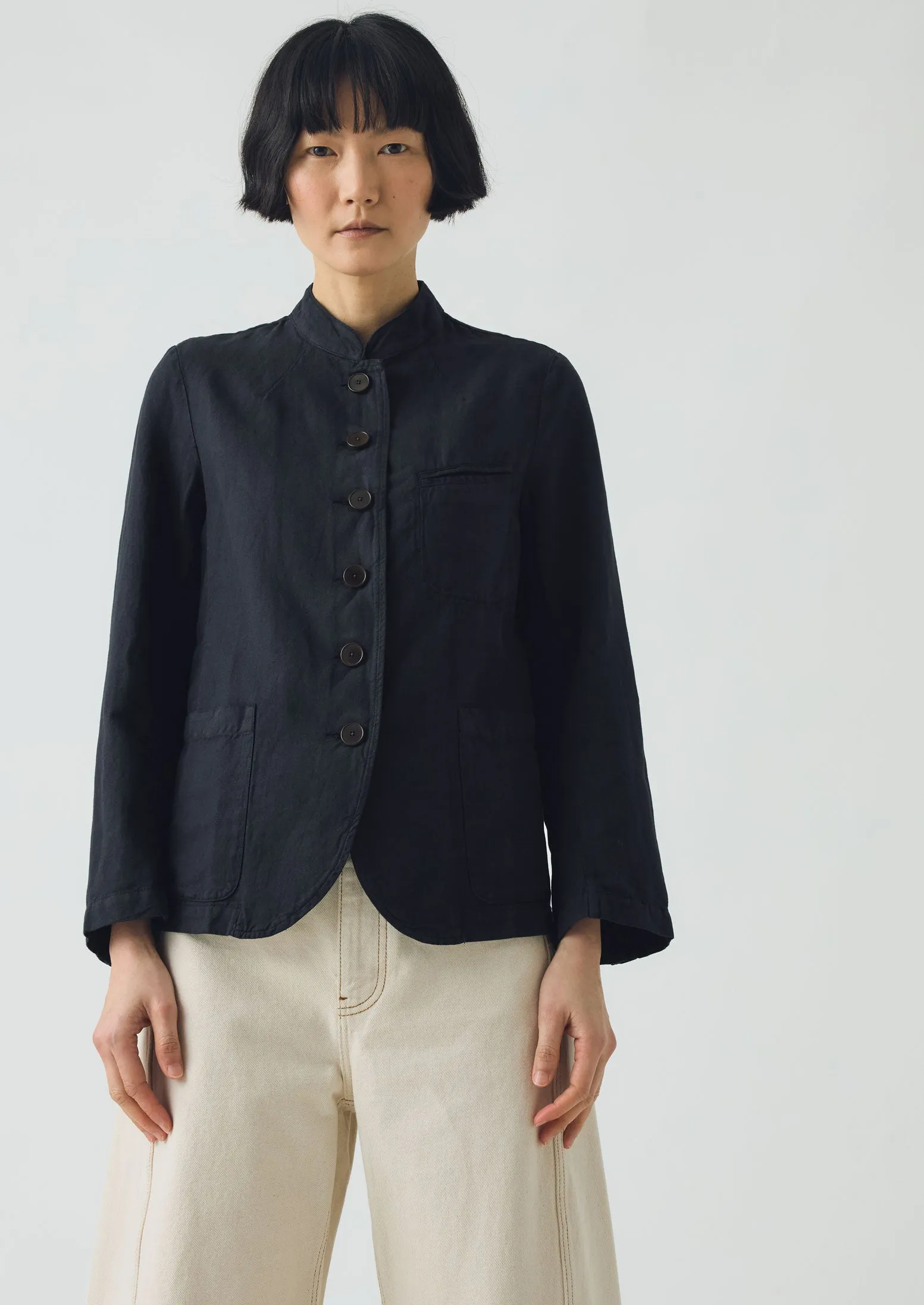 Cotton Linen Neat Jacket | Slate sold by TOAST product image thumbnail 2