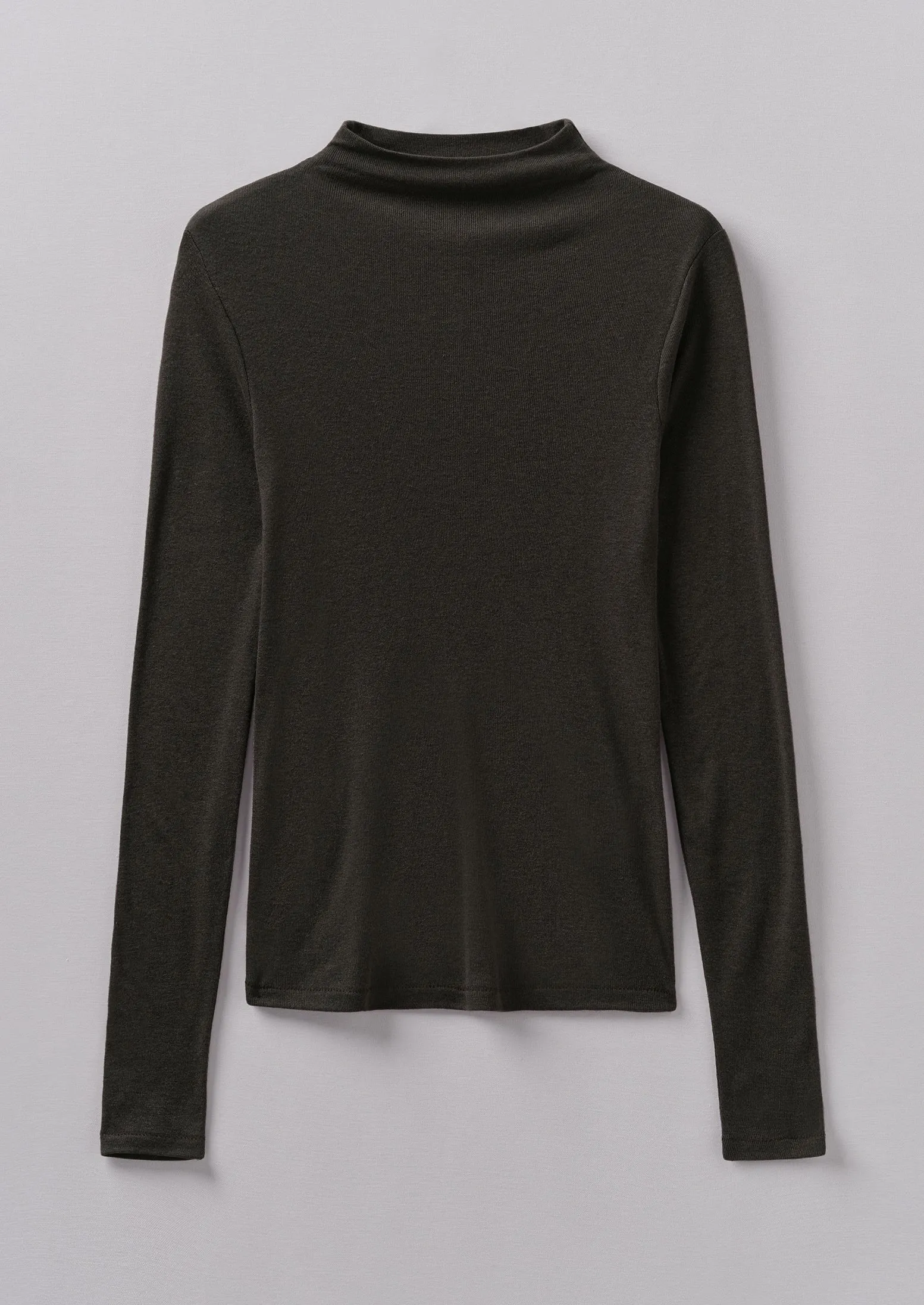 Aster High Neck Wool Lyocell Tee | Black Coffee sold by TOAST