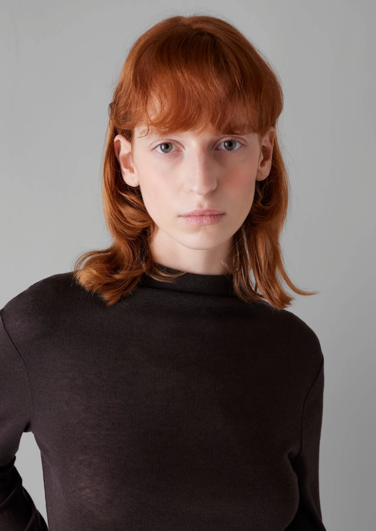 Aster High Neck Wool Lyocell Tee | Black Coffee sold by TOAST product image thumbnail 3