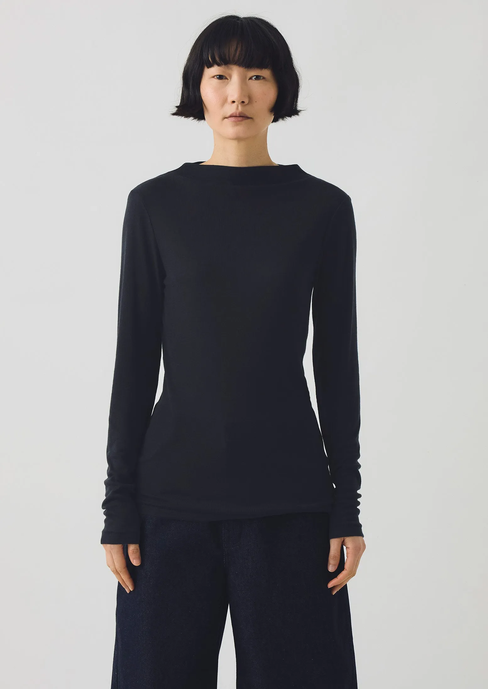 Aster High Neck Wool Lyocell Tee | Ink sold by TOAST product image thumbnail 2