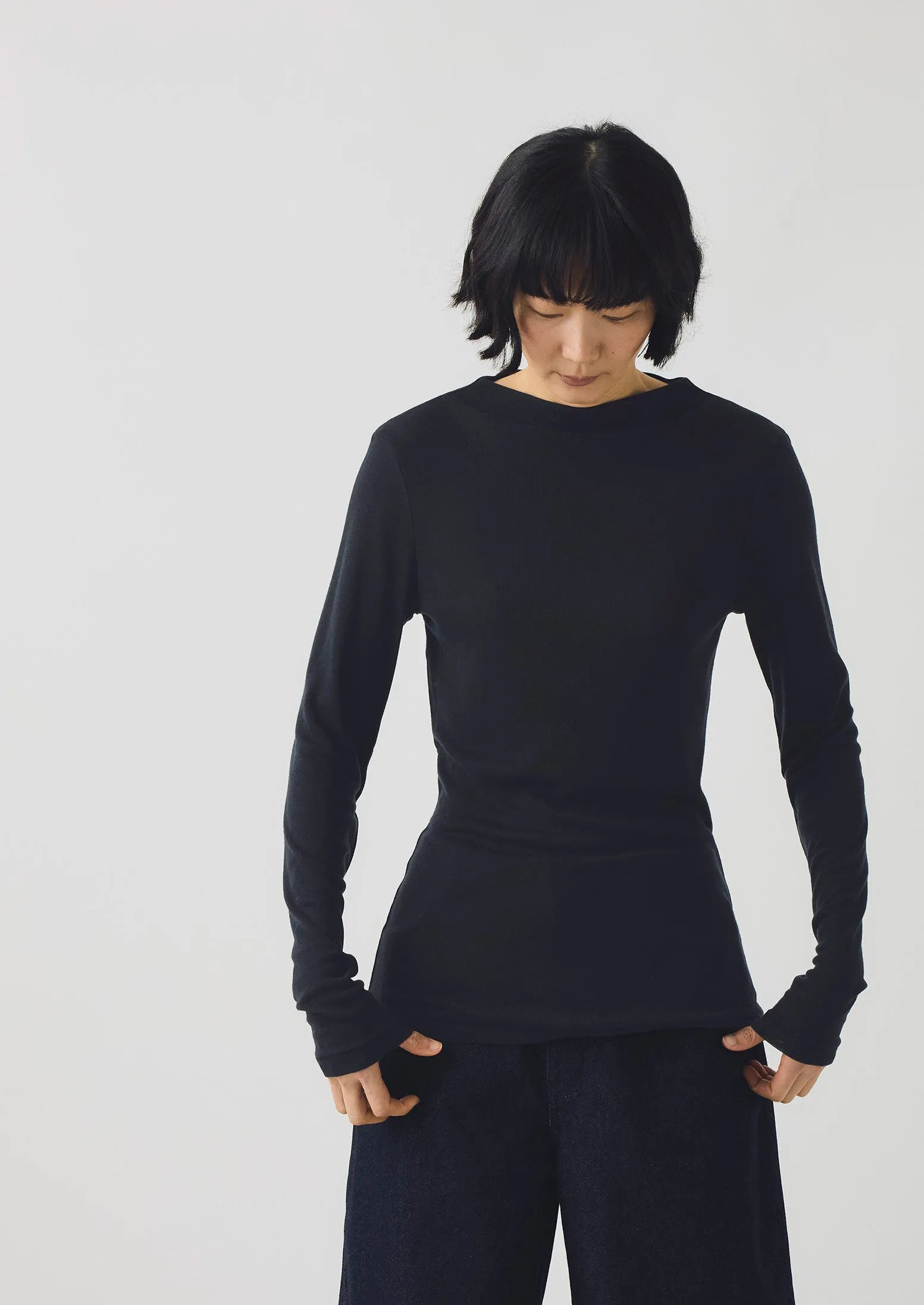 Aster High Neck Wool Lyocell Tee | Ink sold by TOAST product image thumbnail 4