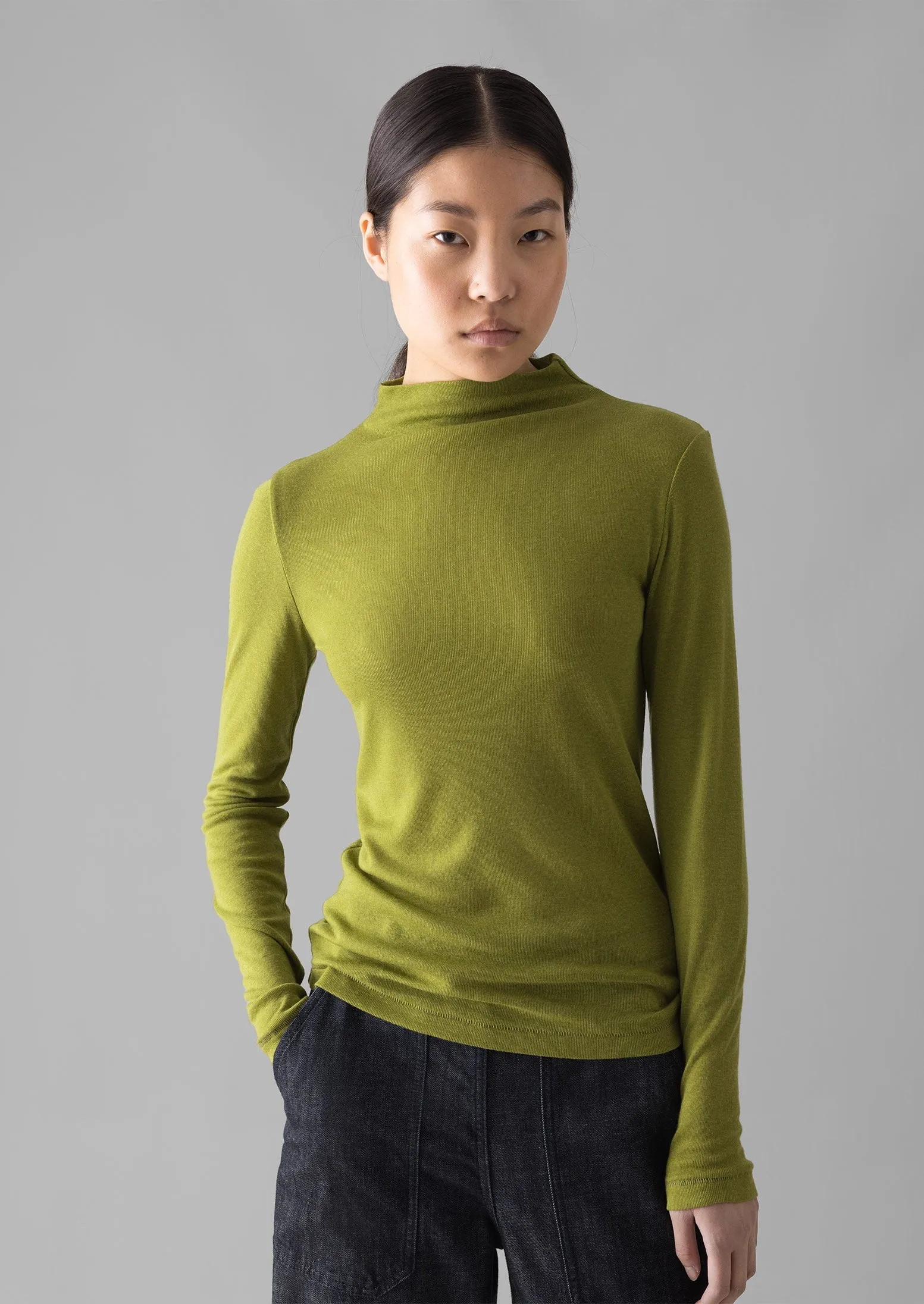 Aster High Neck Wool Lyocell Tee | Pea sold by TOAST product image thumbnail 4